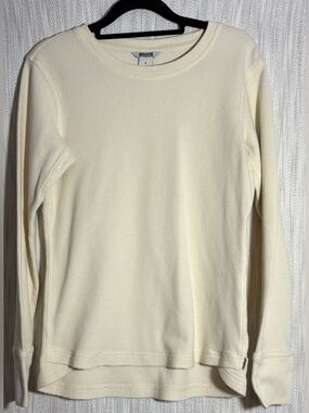 Duluth Trading Co Cream Waffle-Knit Long Sleeve Sweater